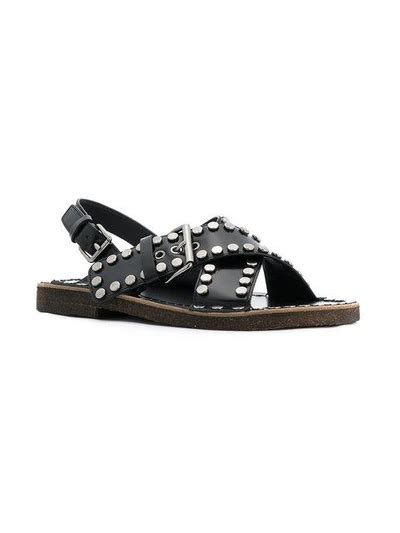 prada padded sandals|prada studded pony skin sandals.